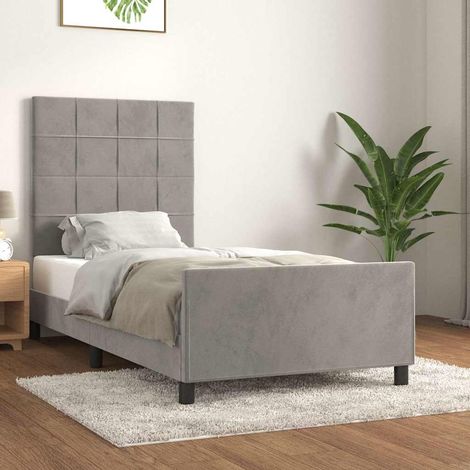 Estructura de cama sin colchón terciopelo gris claro 80x200 cm (1/5)