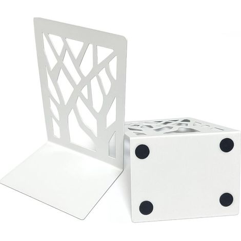 12x9x16cmSerre Livre, Presse Livre en Métal, 1 Paire Cale Livre, Bloc Livre pour Étagère, Serre Livres pour Livres Lourds, Serre Livres pour Bureau/Famille, Blanc Serre Livre, bookends (1/5)