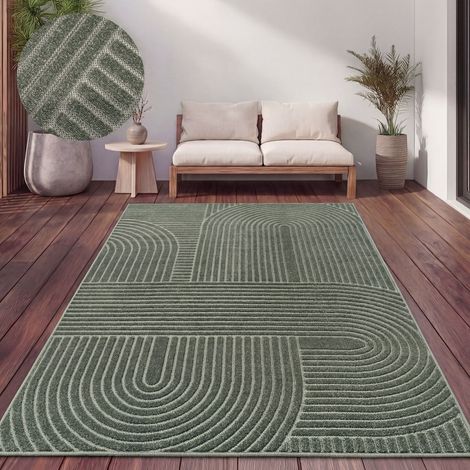 Paco Home Tappeto Cucina Esterno Salotto Moderno Balcone Scandinavo Boho Monocolore Verde 160x220 cm