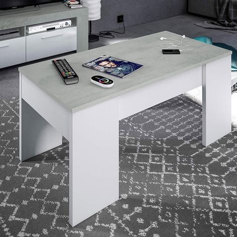 Tavolo Caffè Elevabile - 50X100X45H Cm - Bianco Cemento (1/4)