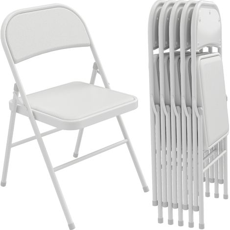 6er-Set Klappstühle, tragbare Esszimmerstühle, Stahlgestell, 45 x 46 x 78 cm, weiß