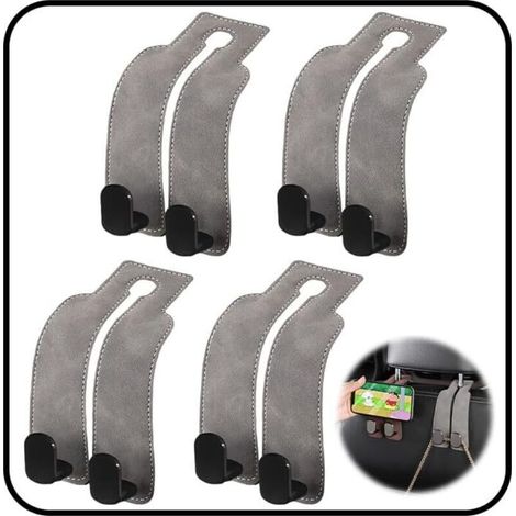 Crochet Appuie-Tete Voiture - Double Crochet Cuir ABS - Pour Dossier Siege Auto - Lot De 4 (1/4)