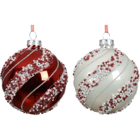 Sfera Decorativa Perline 80mm Colori Assortiti in Vetro Lucido