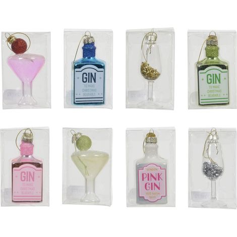 Pendente bottiglia distillato in vetro D 5 cm multicolore Peraga Christmas