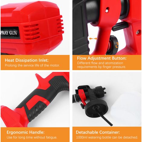 Pistolet à peinture électrique 550W, réservoir 800ml, buses en cuivre 2,5mm, pour murs intérieurs/extérieurs, voitures, clôtures, meubles et travaux extérieurs