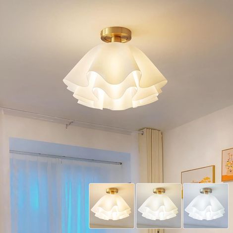 Plafonnier moderne en forme de fleur, lustre semi-encastré avec ampoule, petite suspension LED, 30 x 20 cm, 3 températures de couleur (3000K-6000K) (1/5)