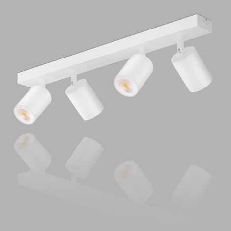 ZMH LED Plafonnier Spots : GU10 Plafonnier Spots orientables 350° Plafonnier Moderne Lampe de couloir Industriel Applique murale pour salon chambre à coucher Sans ampoule - Blanc - 4 Flammes