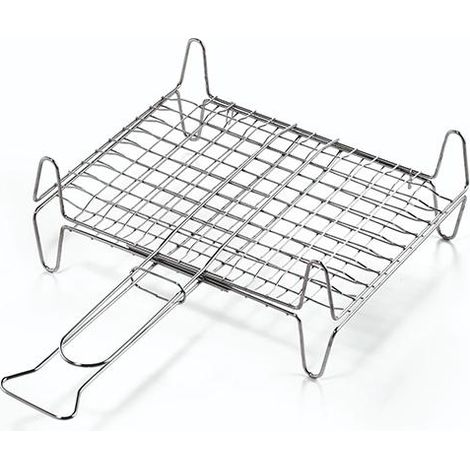 GRIGLIA BARBECUE DOPPIA C/PIEDI 40X60CM "OMPAGRILL"