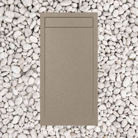 Receveur de douche 70X140 cm avec grille en marbre Vulcano Line Slim Moka RAL 1019 en résine et marbre avec bonde offerte - FRASCIO (1/4)