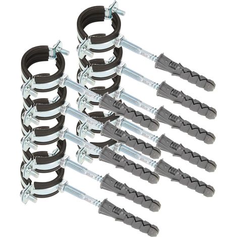 10 Collier de serrage,Acier galvanisé,Joint en caoutchouc,Diamètre 5/4",Fixation tuyau,Système eau gaz (1/5)