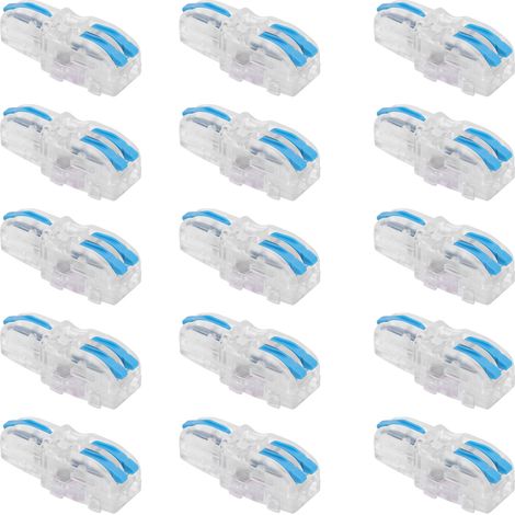 20 connecteurs rapides pour fils, 1 entrée, 2 sorties, bornier transparent de type T pour conducteurs SPL-F12 (bleu) (1/5)