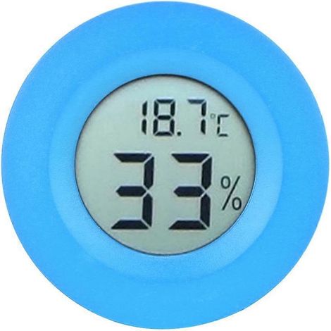 Mini-Rund-Digitalthermometer mit integriertem LCD-Display und Hygrometer für den Innenbereich (Blau)