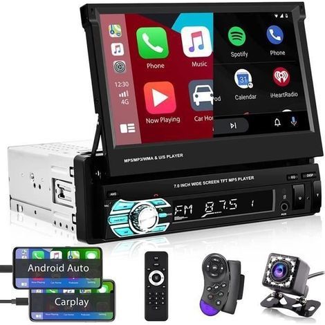 Autoradio Bluetooth 1 Din Autoradio Carplay 7 Pouces Poste Radio Voiture Main Libre Car Audio ecran Tactile Retractable BT-USB (1/4)