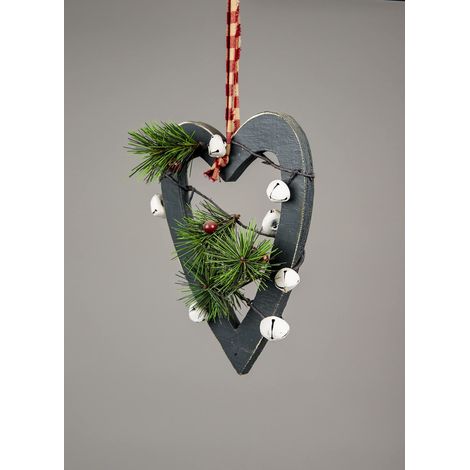 Wooden Hanging Decoration Heart Shape Green 18X1.2X23 CM (1/4)