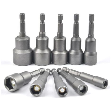 QORVA-Lot de 10 douilles hexagonales magnétiques pour visseuse à chocs 6-19 mm, clés à douille magnétiques, jeu de douilles hexagonales, adaptateur de douille hexagonale magnétique, clé à douille