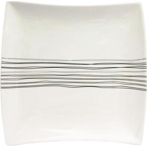 Lot de 6 assiettes plates carrées 26cm en porcelaine blanche – Design lignes – Pour présentation élégante – Secret De Gourmet (1/2)