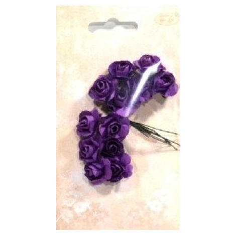 Papierrosen, 12 Stück, dunkelviolett
