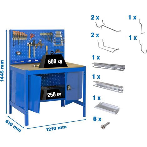 Simonrack Arbeitsfläche ohne Schrauben blau 1445x1210x610 mm