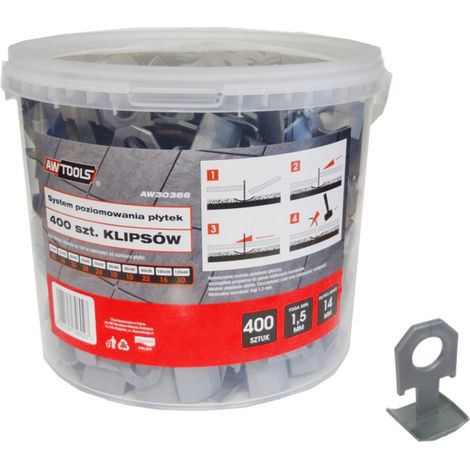 SISTEMA DI LIVELLAMENTO PER PIASTRELLE AWTOOLS STANDARD 1,5 mm - 7-15 mm - CLIP 400 pezzi. (1/5)