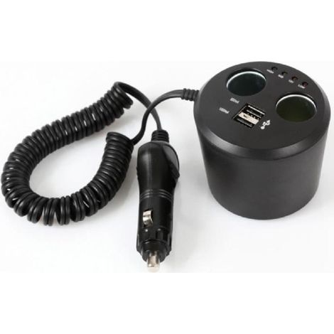 AUTO-T Multiprise Allume-Cigare USB Sur Porte Boisson 12/24V