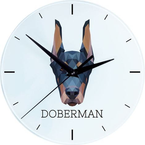 Doberman, Dobermann I - reloj de pared geométrico con foto e inscripción de Art-Dog (1/4)