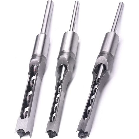 Ensemble de 3 perceuses carrées, Acier, 19 mm, Gris, polyvalent et pratique, pour un usage quotidien (1/2)