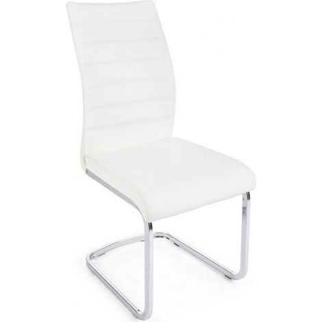 Chaise rembourrée moderne MYRA en éco-cuir blanc (1/3)