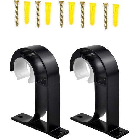 GROOFOO 2 Pcs Support de Tringle à Rideau, Support Mural pour Tringle à Rideau Supports de Fixation au Plafond Support Tringle Penderie en Alliage de Zinc pour Barre à Rideaux Chambre Salon avec Vis, (1/4)