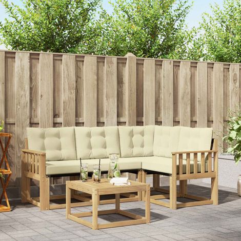 vidaXL Outdoor-Sofagarnitur mit Kissen 5 pcs Weiß und Creme (1/5)