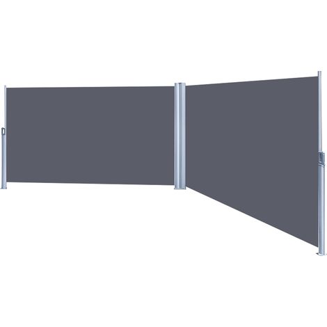 Hengda Doppio lato tende da sole da tenda da sole da parete da parete 160x600 cm Screen privacy giardino estendibile grigio (1/5)