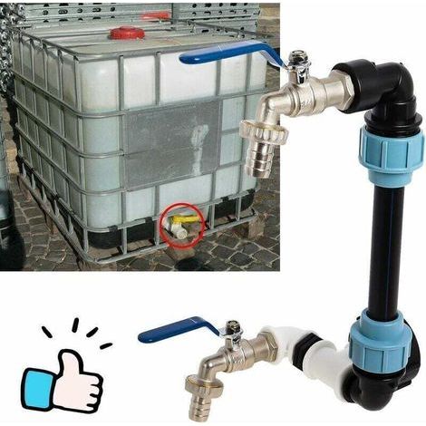 Kit de Robinet IBC Col de Cygne de Cuve , Robinet Cuve 1000L , Raccord Cuve 1000 litres , Récupération d'Eau de Pluie de 1000 Litres (1/3)