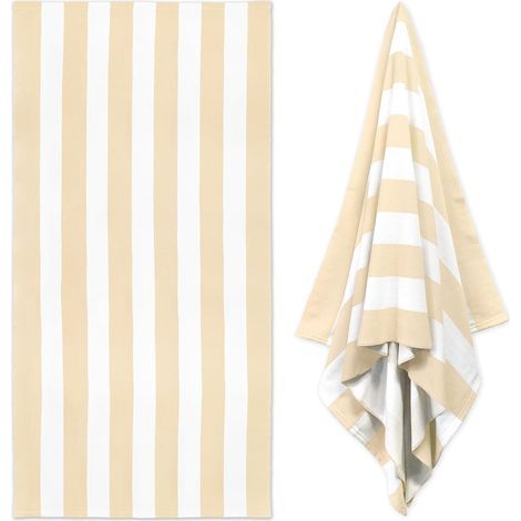 Serviette de plage extra-large, 90 x 180 cm, beige, (1/4)