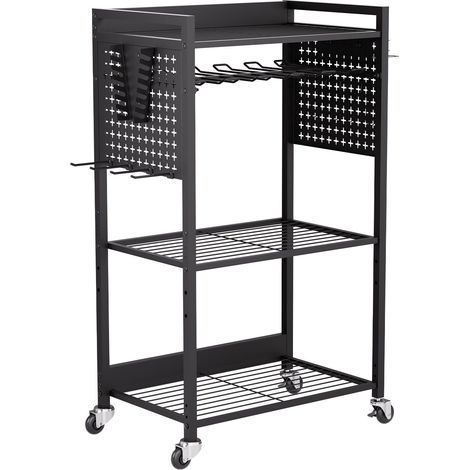 Chariot de rangement à outils 4 niveaux,capacité de charge 150 lbs,support roulant pour perceuse,idéal garage et atelier noir (1/5)