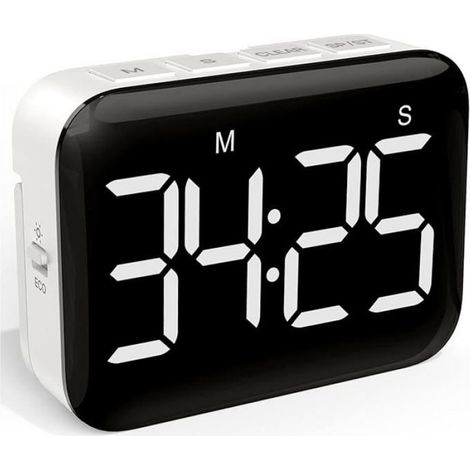 Minuteur Cuisine - Écran LED 4 Pouces - Aimanté - Réglable Luminosité Son - Chronomètre - 99 Min 59 S - Piles AAA Incluses (1/5)