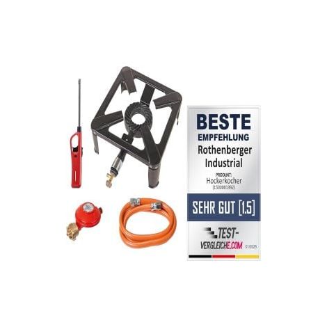 ROTHENBERGER Industrial  Taburete de  cocina incl.  1,5 m  manguera de  gas  propano y  regulador constante  de propano  y encendedor  de gas  para encendido  - 1500003361 (1/4)