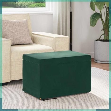 876767 Tabouret Vert foncé 61 x 41 x 40 cm Velours et Bois Composite (1/5)