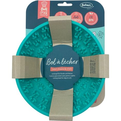 Gamelle à lécher 16,5cm Bleu pour Chiens et Chats, Bol avec Ventouse, Anti glouton, Anti Stress, Silicone sans BPA, Compatible Lave-Vaisselle et Congélateur, Réduit la Mauvaise Haleine (1/3)
