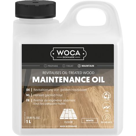 Woca Pflegeöl zur Holzbodenpflege von allen geölten Holzböden, Holzöl weiß 1 Liter