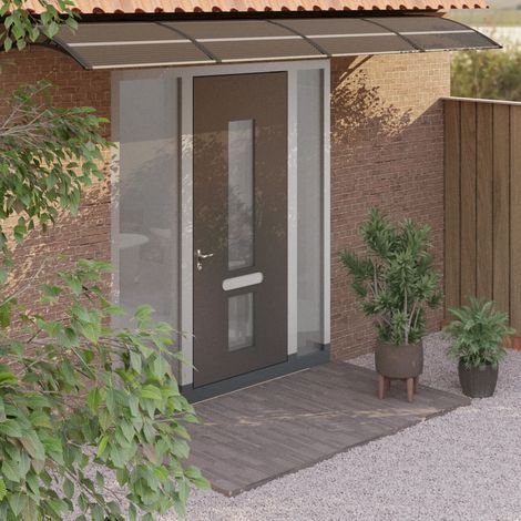 Auvent de porte Marquise d'entrée - Store Banne Noir 400x80 cm Polycarbonate BV392979 - BonneVie (1/5)