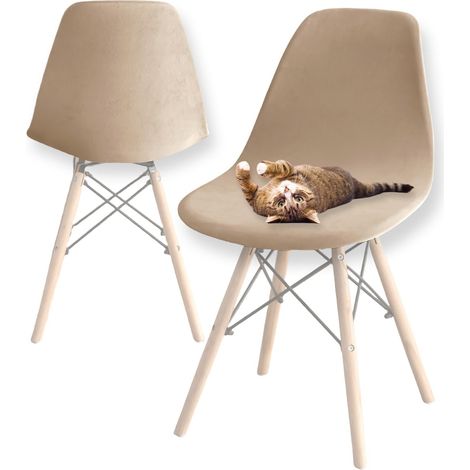 Housses de chaises de Salle à Manger Modernes et Extensibles, Housses de chaises en Velours scandinave Extensible, pour Décoration de Salon Cuisine Maison (Beige Gray,2pcs) (1/5)