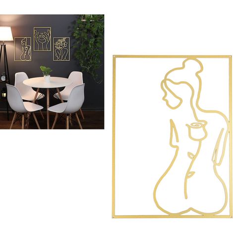 Silhouette décorative murale représentant les lignes du corps d'une femme, peinture/autocollant mural, style B. (1/5)