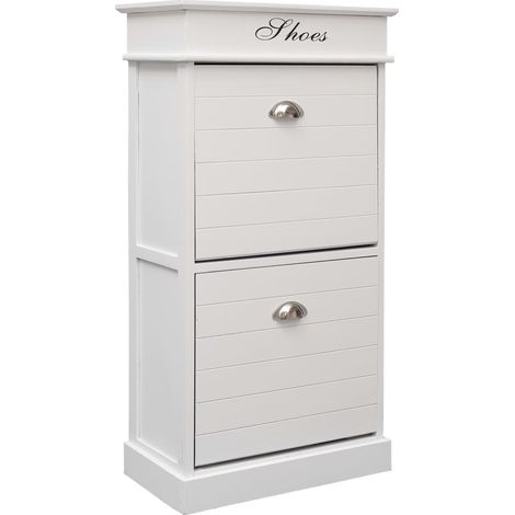 Zapatero mueble para entrada/pasillo/salón 50 x 28 x 98 cm madera de paulownia blanca 020021461 (1/5)