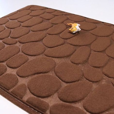 Tapis de bain en polaire corail (lot de 2) - Tapis de douche absorbant - Tapis de bain - Tapis décoratif - Antidérapant - Convient pour la salle de bain et le salon, marron café, 40 x 60 cm (1/5)