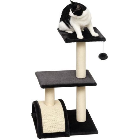 Cat tree, climbing tree, scratching post for cats, 72 cm high, hanging ball, dark grey (1/5)