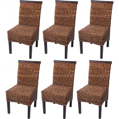 Juego de 6 sillas de ratán banana tejido con patas marrón oscuro CDS04205