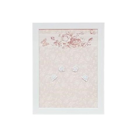 Segna appunti legno bianco tessuto marrone fiori (kit da 3)