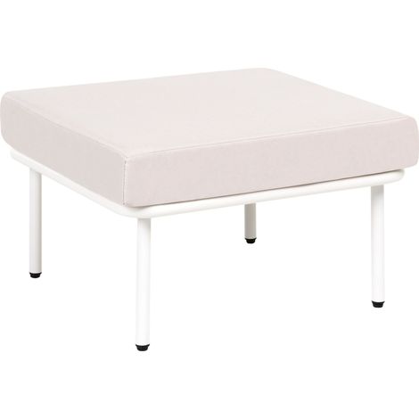 Pouf de Jardin Moderne en Métal avec Coussin en Tissu Beige Clair Baucina (1/5)