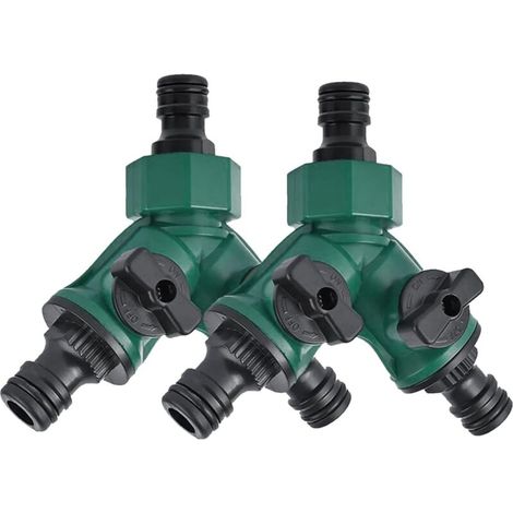 E-RFSEY distributeur 2 voies arrosage 2 x 3/4" Distributeur d'eau en plastique à 2 voies pour l'aménagement paysager, le jardinage, la floriculture, l'irrigation (1/5)