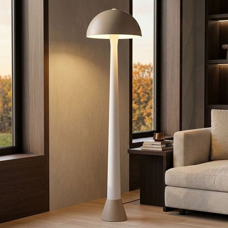 LED Stehleuchte Stehlampe Schlafzimmerleuchte Sandfarben Fußschalter H 150 cm (1/5)