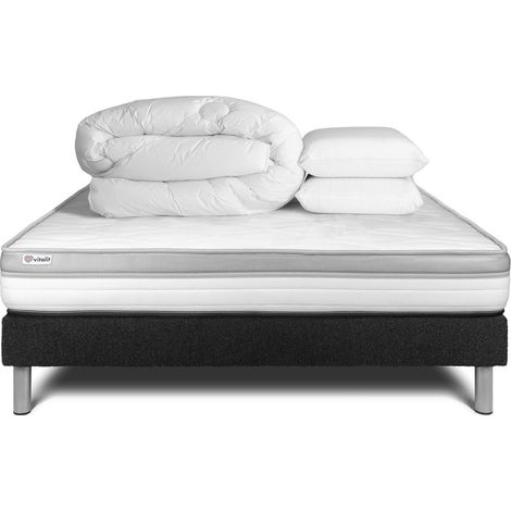 Komplettpaket Bett - Matratze 140x190 cm + Lattenrost (im Set) + 2 Kopfkissen + Bettdecke - Vital Relax